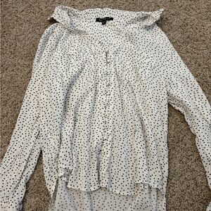 Women’s Velvet Heart White Blouse with Black Dots